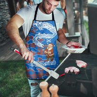 Scotland Christmas Apron with Santa Playing Bagpipes and Blue Red Tartan Music Notes - Wonder Print Shop