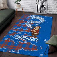 Scotland Christmas Area Rug with Santa Playing Bagpipes and Blue Red Tartan Music Notes - Wonder Print Shop