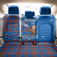 Scotland Christmas Back Car Seat Cover with Santa Playing Bagpipes and Blue Red Tartan Music Notes - Wonder Print Shop