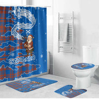 Scotland Christmas Bathroom Set with Santa Playing Bagpipes and Blue Red Tartan Music Notes - Wonder Print Shop