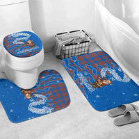 Scotland Christmas Bathroom Set with Santa Playing Bagpipes and Blue Red Tartan Music Notes - Wonder Print Shop