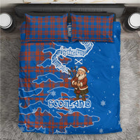 Scotland Christmas Bedding Set with Santa Playing Bagpipes and Blue Red Tartan Music Notes - Wonder Print Shop