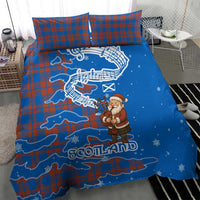 Scotland Christmas Bedding Set with Santa Playing Bagpipes and Blue Red Tartan Music Notes - Wonder Print Shop