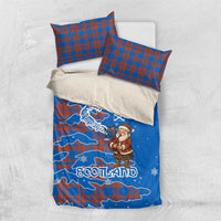 Scotland Christmas Bedding Set with Santa Playing Bagpipes and Blue Red Tartan Music Notes - Wonder Print Shop