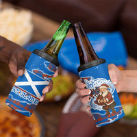 Scotland Christmas 4 in 1 Can Cooler Tumbler with Santa Playing Bagpipes and Blue Red Tartan Music Notes - Wonder Print Shop