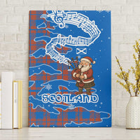 Scotland Christmas Canvas Wall Art with Santa Playing Bagpipes and Blue Red Tartan Music Notes - Wonder Print Shop