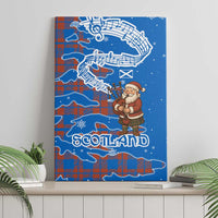 Scotland Christmas Canvas Wall Art with Santa Playing Bagpipes and Blue Red Tartan Music Notes - Wonder Print Shop