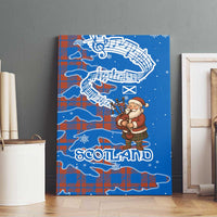 Scotland Christmas Canvas Wall Art with Santa Playing Bagpipes and Blue Red Tartan Music Notes - Wonder Print Shop