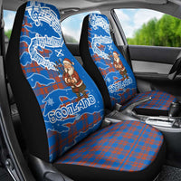 Scotland Christmas Car Seat Cover with Santa Playing Bagpipes and Blue Red Tartan Music Notes - Wonder Print Shop