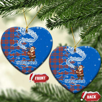 Scotland Christmas Ceramic Ornament with Santa Playing Bagpipes and Blue Red Tartan Music Notes - Wonder Print Shop