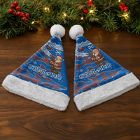 Scotland Christmas Santa Hat with Santa Playing Bagpipes and Blue Red Tartan Music Notes - Wonder Print Shop