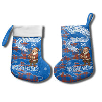 Scotland Christmas Stocking with Santa Playing Bagpipes and Blue Red Tartan Music Notes - Wonder Print Shop