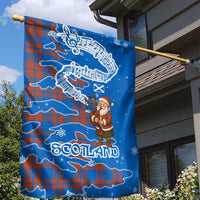 Scotland Christmas Garden Flag with Santa Playing Bagpipes and Blue Red Tartan Music Notes - Wonder Print Shop