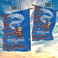 Scotland Christmas Garden Flag with Santa Playing Bagpipes and Blue Red Tartan Music Notes - Wonder Print Shop