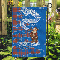 Scotland Christmas Garden Flag with Santa Playing Bagpipes and Blue Red Tartan Music Notes - Wonder Print Shop