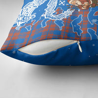 Scotland Christmas Pillow Cover with Santa Playing Bagpipes and Blue Red Tartan Music Notes - Wonder Print Shop