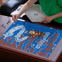 Scotland Christmas Puzzle with Santa Playing Bagpipes and Blue Red Tartan Music Notes - Wonder Print Shop