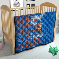 Scotland Christmas Quilt with Santa Playing Bagpipes and Blue Red Tartan Music Notes - Wonder Print Shop