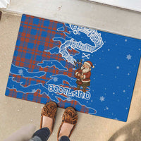 Scotland Christmas Rubber Doormat with Santa Playing Bagpipes and Blue Red Tartan Music Notes - Wonder Print Shop