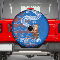 Scotland Christmas Spare Tire Cover with Santa Playing Bagpipes and Blue Red Tartan Music Notes - Wonder Print Shop