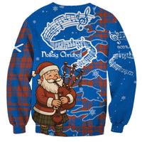 Scotland Christmas Sweatshirt with Santa Playing Bagpipes and Blue Red Tartan Music Notes - Wonder Print Shop