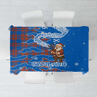 Scotland Christmas Tablecloth with Santa Playing Bagpipes and Blue Red Tartan Music Notes - Wonder Print Shop