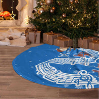 Scotland Christmas Tree Skirt with Santa Playing Bagpipes and Blue Red Tartan Music Notes - Wonder Print Shop