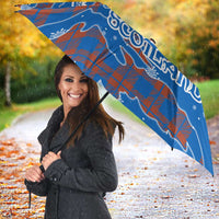 Scotland Christmas Umbrella with Santa Playing Bagpipes and Blue Red Tartan Music Notes - Wonder Print Shop