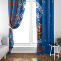 Scotland Christmas Window Curtain with Santa Playing Bagpipes and Blue Red Tartan Music Notes - Wonder Print Shop