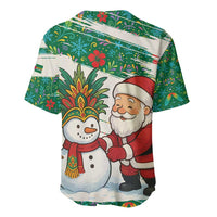 Dominica Christmas Baseball Jersey with Santa Snowman and Tropical Carnival Headpiece - Wonder Print Shop