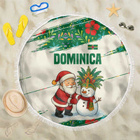 Dominica Christmas Beach Blanket with Santa Snowman and Tropical Carnival Headpiece - Wonder Print Shop