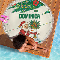 Dominica Christmas Beach Blanket with Santa Snowman and Tropical Carnival Headpiece - Wonder Print Shop