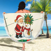 Dominica Christmas Beach Blanket with Santa Snowman and Tropical Carnival Headpiece - Wonder Print Shop