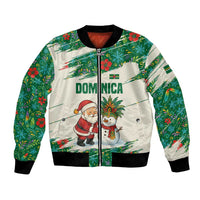Dominica Christmas Bomber Jacket with Santa Snowman and Tropical Carnival Headpiece - Wonder Print Shop