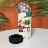 Dominica Christmas 4 in 1 Can Cooler Tumbler with Santa Snowman and Tropical Carnival Headpiece - Wonder Print Shop