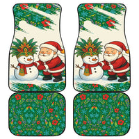 Dominica Christmas Car Mats with Santa Snowman and Tropical Carnival Headpiece - Wonder Print Shop