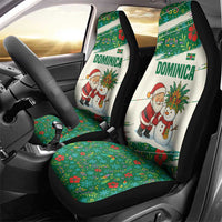 Dominica Christmas Car Seat Cover with Santa Snowman and Tropical Carnival Headpiece - Wonder Print Shop