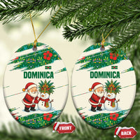 Dominica Christmas Ceramic Ornament with Santa Snowman and Tropical Carnival Headpiece - Wonder Print Shop