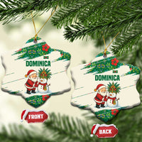 Dominica Christmas Ceramic Ornament with Santa Snowman and Tropical Carnival Headpiece - Wonder Print Shop