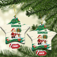 Dominica Christmas Ceramic Ornament with Santa Snowman and Tropical Carnival Headpiece - Wonder Print Shop