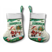 Dominica Christmas Stocking with Santa Snowman and Tropical Carnival Headpiece - Wonder Print Shop
