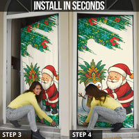 Dominica Christmas Door Cover with Santa Snowman and Tropical Carnival Headpiece - Wonder Print Shop