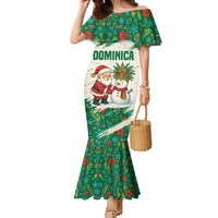 Dominica Christmas Family Matching Mermaid Dress and Hawaiian Shirt with Santa Snowman and Tropical Carnival Headpiece - Wonder Print Shop