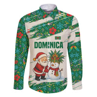 Dominica Christmas Family Matching Off Shoulder Maxi Dress and Hawaiian Shirt with Santa Snowman and Tropical Carnival Headpiece - Wonder Print Shop
