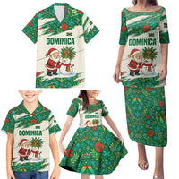 Dominica Christmas Family Matching Puletasi and Hawaiian Shirt with Santa Snowman and Tropical Carnival Headpiece - Wonder Print Shop