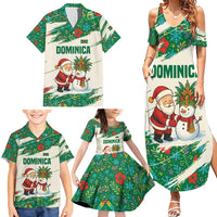 Dominica Christmas Family Matching Summer Maxi Dress and Hawaiian Shirt with Santa Snowman and Tropical Carnival Headpiece - Wonder Print Shop