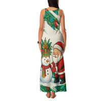 Dominica Christmas Family Matching Tank Maxi Dress and Hawaiian Shirt with Santa Snowman and Tropical Carnival Headpiece - Wonder Print Shop