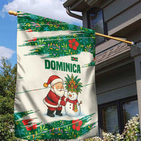 Dominica Christmas Garden Flag with Santa Snowman and Tropical Carnival Headpiece - Wonder Print Shop
