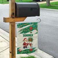 Dominica Christmas Garden Flag with Santa Snowman and Tropical Carnival Headpiece - Wonder Print Shop