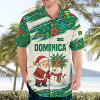 Dominica Christmas Hawaiian Shirt with Santa Snowman and Tropical Carnival Headpiece - Wonder Print Shop